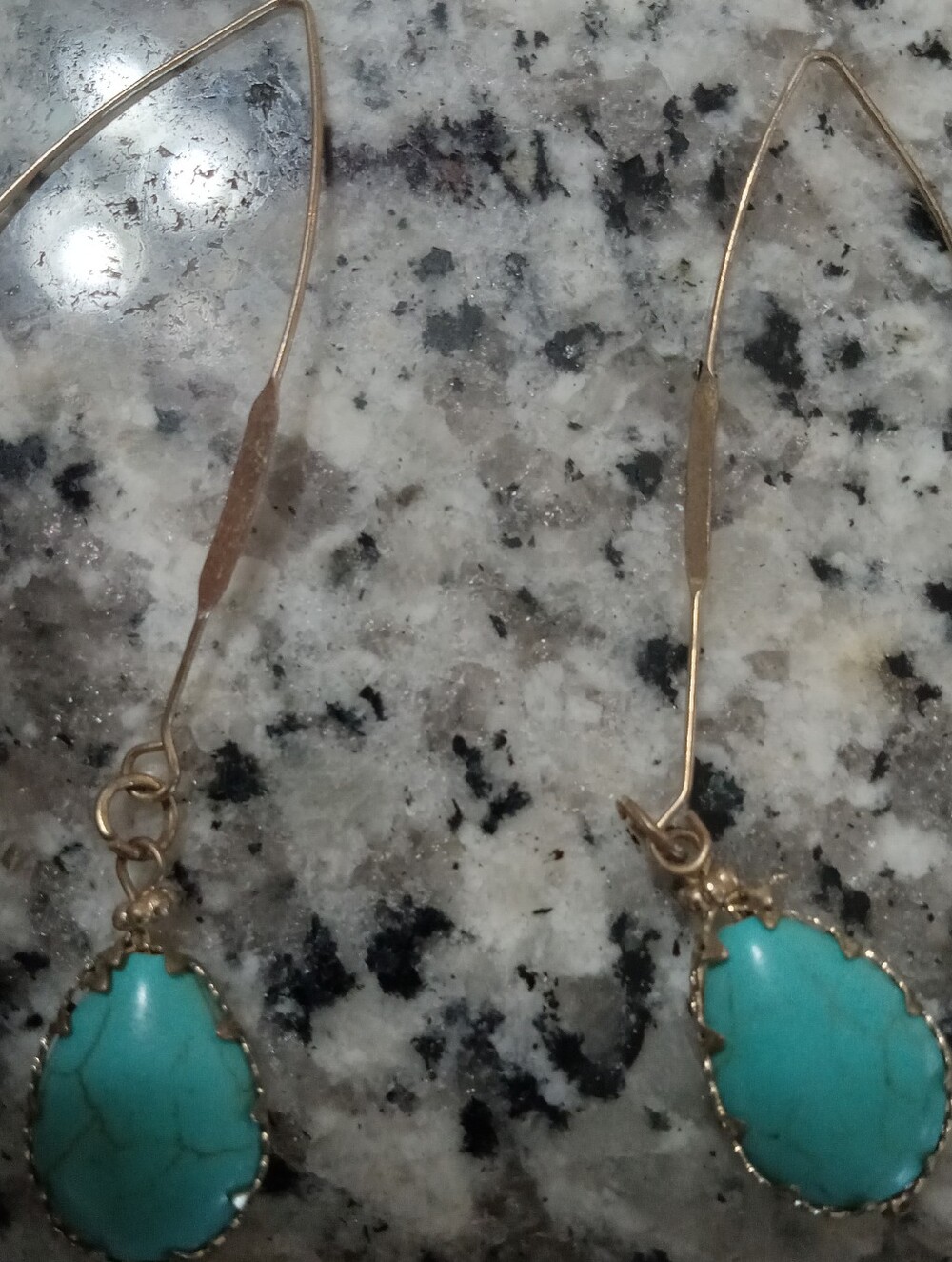 Gold-Tone Turquoise Teardrop Dangle Earrings - Women Jewelry